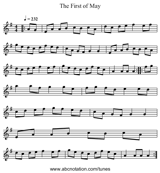 The First of May - staff notation