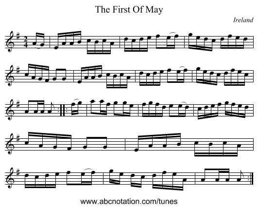 The First Of May - staff notation
