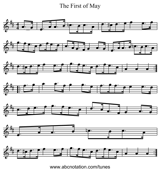 The First of May - staff notation