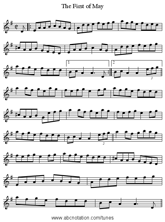The First of May - staff notation