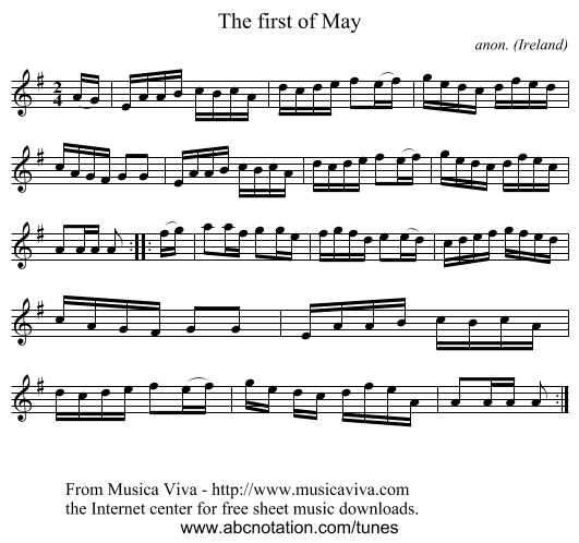 The first of May - staff notation