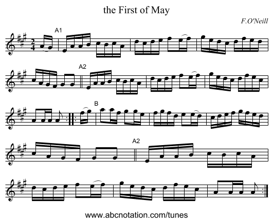 the First of May - staff notation