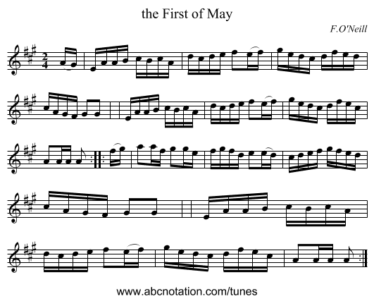 the First of May - staff notation