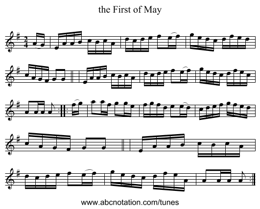 the First of May - staff notation