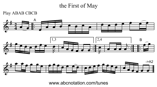 the First of May - staff notation