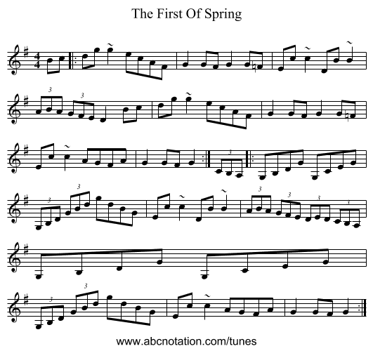 The First Of Spring - staff notation