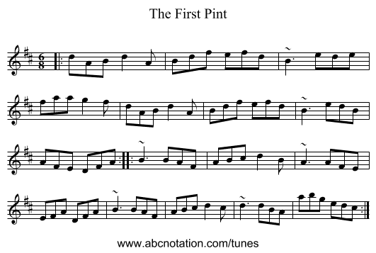 The First Pint - staff notation