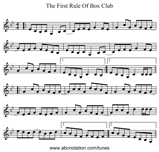 The First Rule Of Box Club - staff notation