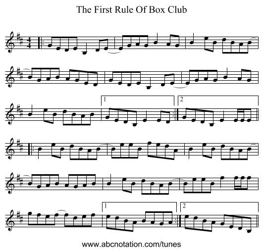 The First Rule Of Box Club - staff notation