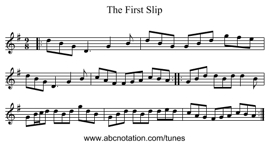 The First Slip - staff notation