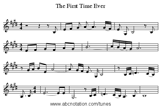 The First Time Ever - staff notation