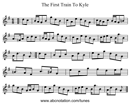 The First Train To Kyle - staff notation