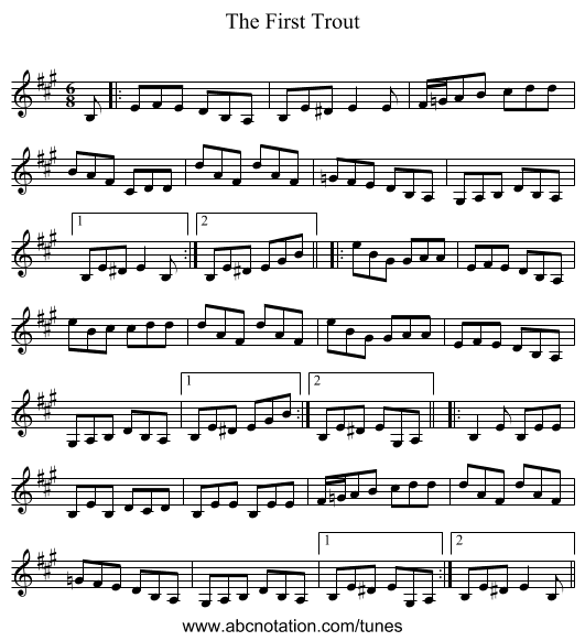 The First Trout - staff notation