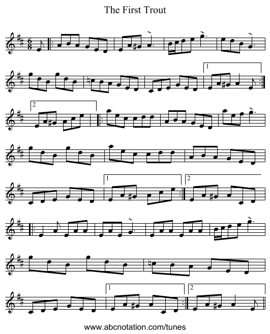 The First Trout - staff notation
