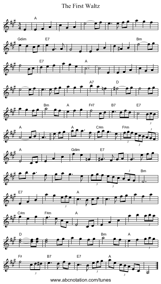 The First Waltz - staff notation