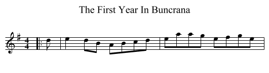 The First Year In Buncrana - staff notation