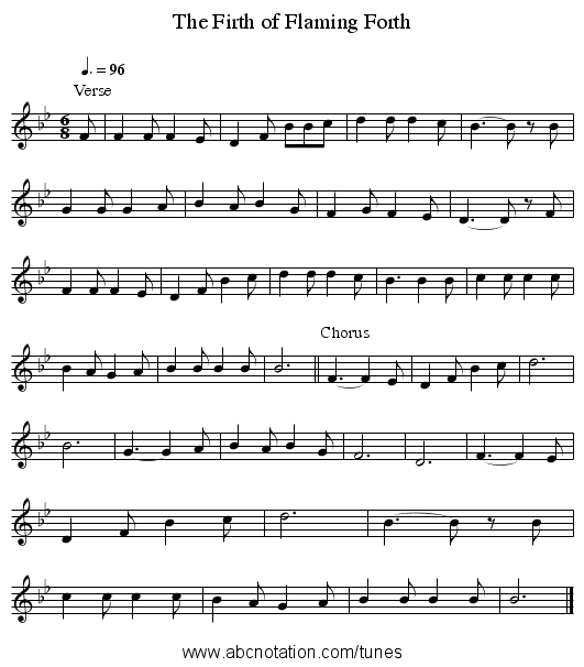 The Firth of Flaming Forth - staff notation
