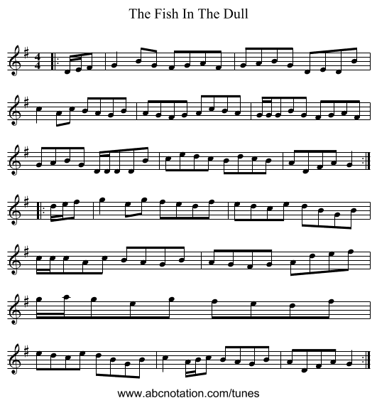 The Fish In The Dull - staff notation