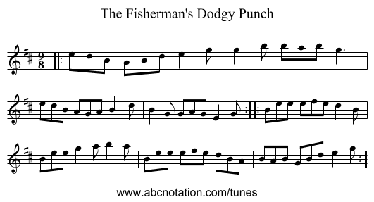 The Fisherman's Dodgy Punch - staff notation