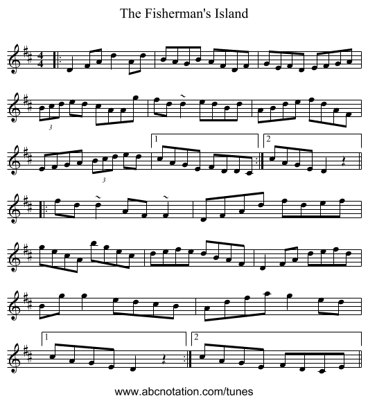 The Fisherman's Island - staff notation