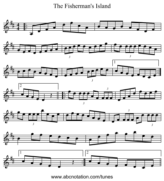 The Fisherman's Island - staff notation