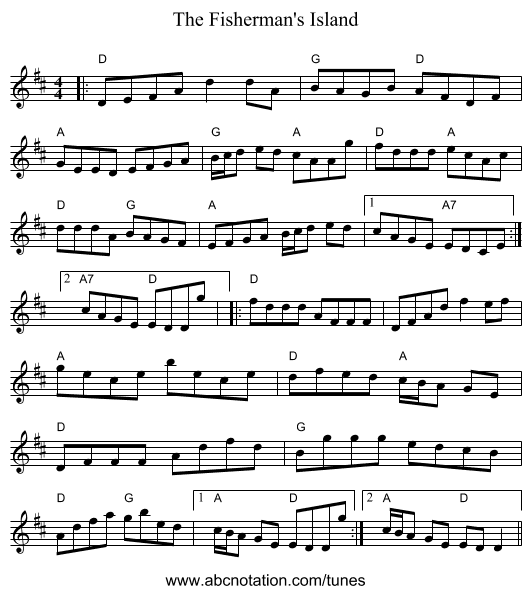 The Fisherman's Island - staff notation