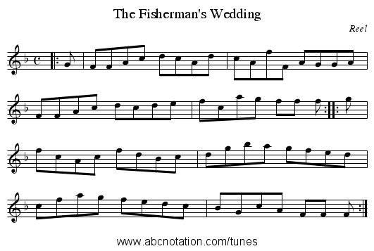 The Fisherman's Wedding - staff notation