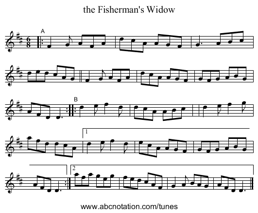 the Fisherman's Widow - staff notation