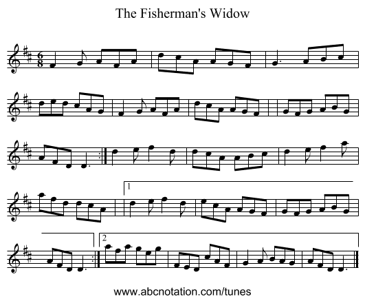 The Fisherman's Widow - staff notation