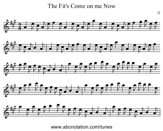 The Fit's Come on me Now - staff notation