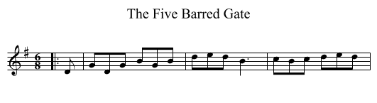 The Five Barred Gate - staff notation