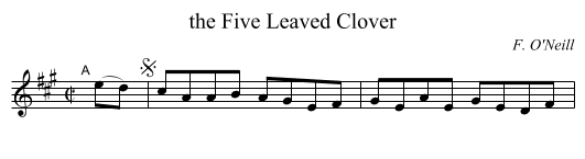 the Five Leaved Clover - staff notation