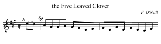 the Five Leaved Clover - staff notation