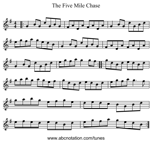 The Five Mile Chase - staff notation