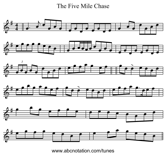 The Five Mile Chase - staff notation