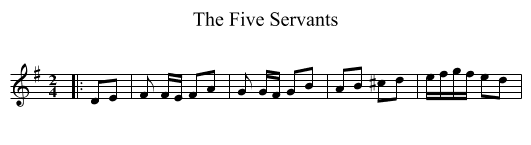 The Five Servants - staff notation