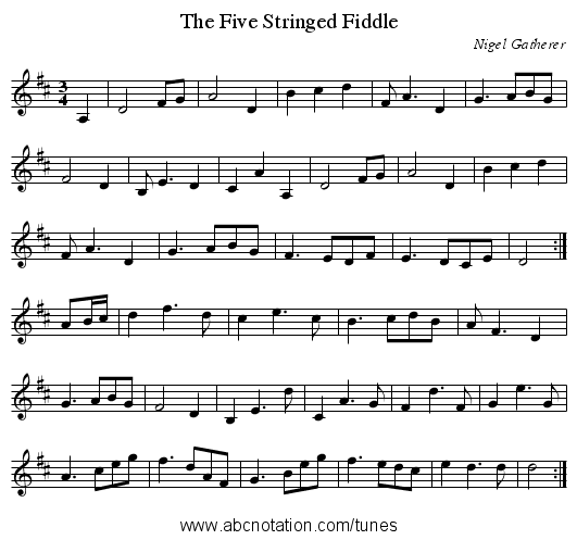 The Five Stringed Fiddle - staff notation
