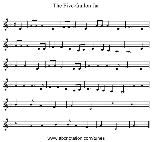 The Five-Gallon Jar - staff notation