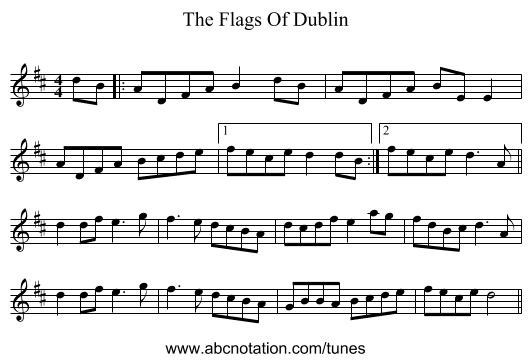 The Flags Of Dublin - staff notation