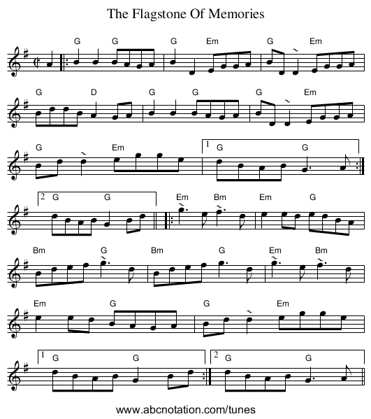 The Flagstone Of Memories - staff notation