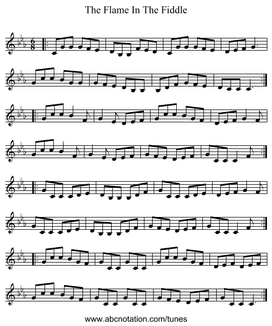 The Flame In The Fiddle - staff notation