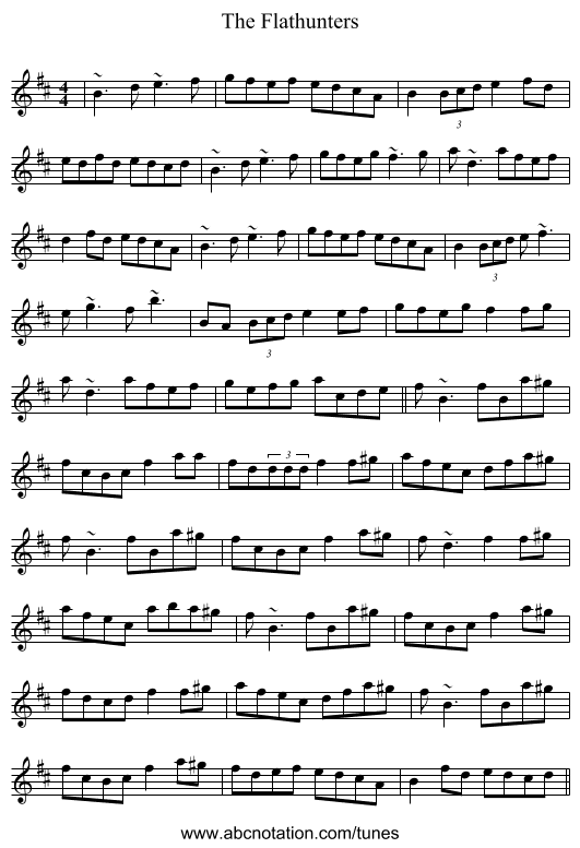 The Flathunters - staff notation