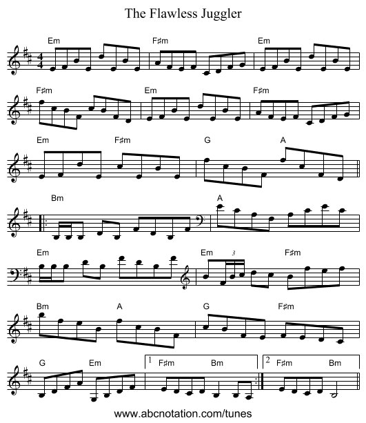 The Flawless Juggler - staff notation