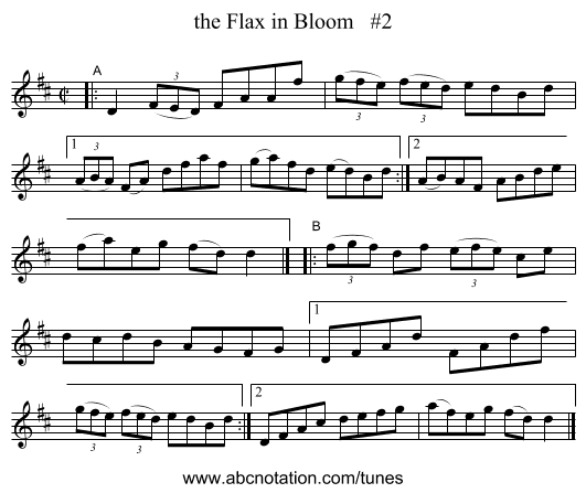 the Flax in Bloom   #2 - staff notation