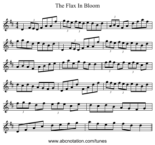The Flax In Bloom - staff notation