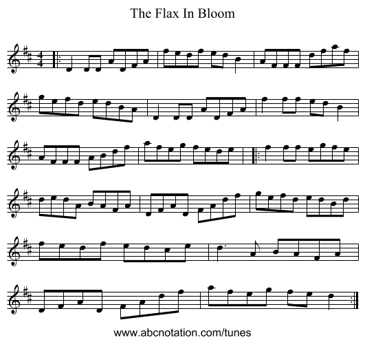 The Flax In Bloom - staff notation