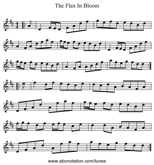 The Flax In Bloom - staff notation