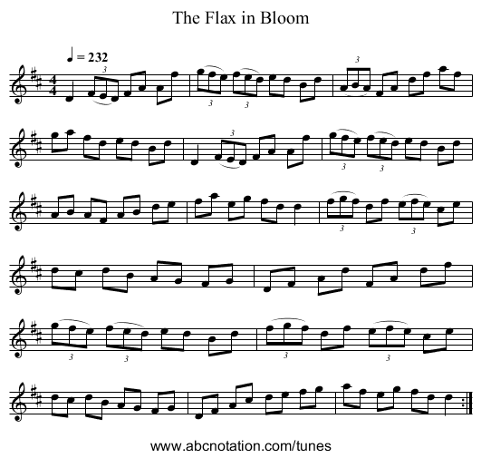 The Flax in Bloom - staff notation