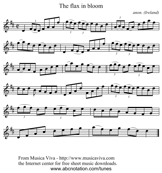 The flax in bloom - staff notation