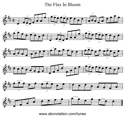 The Flax In Bloom - staff notation